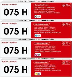 075H Toner Cartridge Set 4-Pack Compatible for Canon Color imageCLASS 075H Toner Cartridge Set 4-Pack Compatible for Canon Color imageCLASS