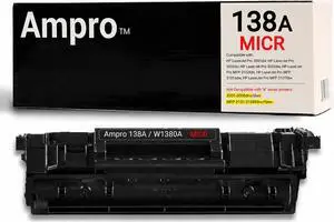 Ampro New Compatible 138A MICR / W1380A MICR Toner Cartridge for Check Printing for use in Laser Printer 3001dw, 3002dn, 3002dw, 3102fdn, 3101sdw, MFP 3101fdw. Yields 1500 Pages. Ampro New Compatible 138A MICR / W1380A MICR Toner Cartridge for Check Printing for use in Laser Printer 3001dw, 3002dn, 3002dw, 3102fdn, 3101sdw, MFP 3101fdw. Yields 1500 Pages.