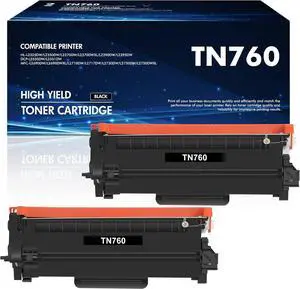 TN760 TN-760 High Yield Black 2 Pack Compatible for Brother MFC-L2710DW TN760 TN-760 High Yield Black 2 Pack Compatible for Brother MFC-L2710DW