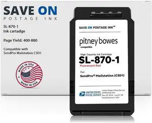 Compatible Pitney Bowes SL-870-1 Red Ink Cartridge Inkjet Printer Ink for SendPro Mailstation CSD1 Postage Meter Machine - PB Replacement Printer Cartridge w/OEM Compatibility Compatible Pitney Bowes SL-870-1 Red Ink Cartridge Inkjet Printer Ink for SendPro Mailstation CSD1 Postage Meter Machine - PB Replacement Printer Cartridge w/OEM Compatibility