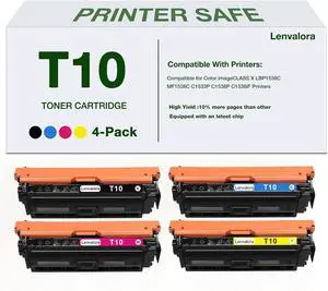 T10 High Yield Toner Cartridges Replacement for Canon T10 T10L Toner Work for Color imageCLASS X LBP1538C MF1538C C1533P C1538P C1538iF Printers (4-Pack, BK/C/M/Y) T10 High Yield Toner Cartridges Replacement for Canon T10 T10L Toner Work for Color imageCLASS X LBP1538C MF1538C C1533P C1538P C1538iF Printers (4-Pack, BK/C/M/Y)