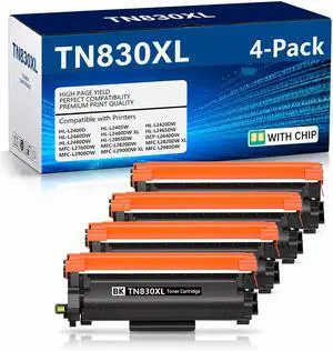 TN830XL Toner Cartridge Compatible Replacement for Brother DCP-L2640DW MFC-L2820DW HL-L2400D HL-L2460DW HL-L2405W HL-L2465DW HL-L2480DW MFC-L2900DW Printer(4Pack) TN830XL Toner Cartridge Compatible Replacement for Brother DCP-L2640DW MFC-L2820DW HL-L2400D HL-L2460DW HL-L2405W HL-L2465DW HL-L2480DW MFC-L2900DW Printer(4Pack)