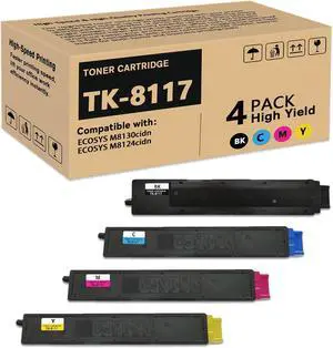 TK-8117 Toner Cartridge Compatible for Kyocera TK-8117 Toner Replacement for Kyocera M8130cidn M8124cidn Printer.(1BK+1C+1Y+1M, 4-Pack) TK-8117 Toner Cartridge Compatible for Kyocera TK-8117 Toner Replacement for Kyocera M8130cidn M8124cidn Printer.(1BK+1C+1Y+1M, 4-Pack)