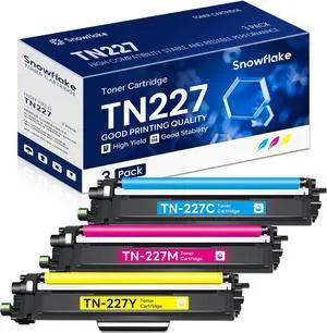 Snowflake TN227 TN-227 C/M/Y High Yield Toner Cartridge Compatible TN-227 Cyan Magenta Yellow Replacement for Brother TN-227 TN227 TN-227C/M/Y MFC-L3770CDW MFC-L3710CW Printer (3 Pack). Snowflake TN227 TN-227 C/M/Y High Yield Toner Cartridge Compatible TN-227 Cyan Magenta Yellow Replacement for Brother TN-227 TN227 TN-227C/M/Y MFC-L3770CDW MFC-L3710CW Printer (3 Pack).