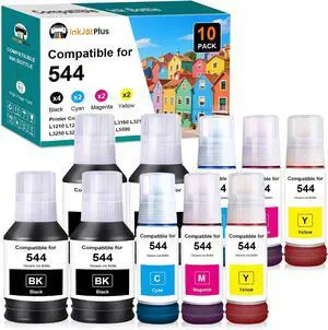 T544 Ink Refill Bottles Compatible with EPS 544 Refill Ink T544120 T544220 T544320 T544420 for L1210 L1250 L3110 L3150 L3160 L3210 L3250 L3251 L3260 L5290 L5590 (4BK 2C 2M 2Y, 10 Pack) T544 Ink Refill Bottles Compatible with EPS 544 Refill Ink T544120 T544220 T544320 T544420 for L1210 L1250 L3110 L3150 L3160 L3210 L3250 L3251 L3260 L5290 L5590 (4BK 2C 2M 2Y, 10 Pack)