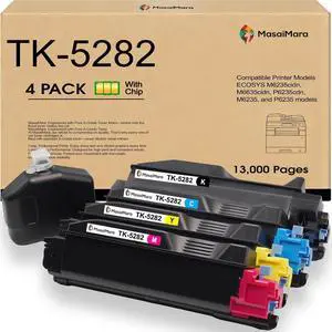 MasaiMara TK-5282 TK5282 TK-5282K TK-5282C TK-5282Y TK-5282M Compatible Toner Cartridge for Kyocera ECOSYS M6235cidn M6635cidn P6235cdn M6235 M6635cidn P6235 Printer(Black Cyan Magenta Yellow, 4-Pack) MasaiMara TK-5282 TK5282 TK-5282K TK-5282C TK-5282Y TK-5282M Compatible Toner Cartridge for Kyocera ECOSYS M6235cidn M6635cidn P6235cdn M6235 M6635cidn P6235 Printer(Black Cyan Magenta Yellow, 4-Pack)