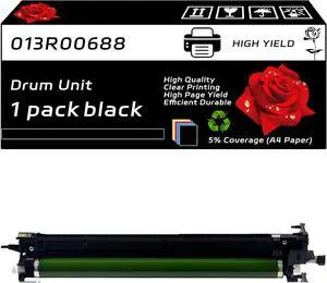 013R00688 Drum Unit Compatible for Xerox VersaLink C7100 Series C7120 C7125 C7130 Printers, with Chip, High Yield 90000 Pages, Clear Printing (1 Pack Black) 013R00688 Drum Unit Compatible for Xerox VersaLink C7100 Series C7120 C7125 C7130 Printers, with Chip, High Yield 90000 Pages, Clear Printing (1 Pack Black)