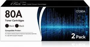 80A Black Toner Cartridges 2-Pack Replacement for HP 80A 80X CF280A Toner 80A Black Toner Cartridges 2-Pack Replacement for HP 80A 80X CF280A Toner