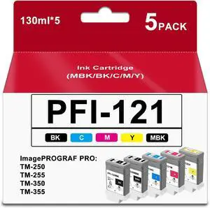 High Yield PFI 121 PFI-121 Ink Cartridge Replacement for PFI-120MBK PFI-120BK PFI-120C PFI-121M PFI-120Y Compatible with Canon imagePROGRAF TM-250 TM-255 TM-350 TM-355 Printer Ink Tank, with New Chip High Yield PFI 121 PFI-121 Ink Cartridge Replacement for PFI-120MBK PFI-120BK PFI-120C PFI-121M PFI-120Y Compatible with Canon imagePROGRAF TM-250 TM-255 TM-350 TM-355 Printer Ink Tank, with New Chip