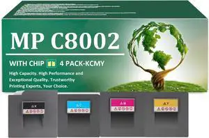 MP C8002 Toner Cartridges Replacement for Ricoh 842083 842086 842085 842084 Toner Cartridge with Chip Work for Ricoh MP C6502 C8002 C6502SP C8002SP Printers, 4 Pack(KCMY) MP C8002 Toner Cartridges Replacement for Ricoh 842083 842086 842085 842084 Toner Cartridge with Chip Work for Ricoh MP C6502 C8002 C6502SP C8002SP Printers, 4 Pack(KCMY)