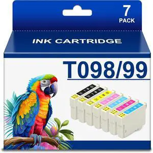 7-Pack High Yield Remanufactured T098 T099 Ink Cartridges, Replacement 98 99 Ink Combo (2BK/C/M/Y/LC/LM) Compatible with Artisan 700 710 725 730 800 810 835 837 Printers 7-Pack High Yield Remanufactured T098 T099 Ink Cartridges, Replacement 98 99 Ink Combo (2BK/C/M/Y/LC/LM) Compatible with Artisan 700 710 725 730 800 810 835 837 Printers