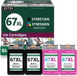 67XL Ink Cartridge Black Color Compatible Replacement for 67XL Black and Color Ink Cartridge Works with DeskJet 1255 2722 2732 2755 4122 4132 4155 ENVY 6055 6075 6455 Printer (2Black+2Tri-Color) 67XL Ink Cartridge Black Color Compatible Replacement for 67XL Black and Color Ink Cartridge Works with DeskJet 1255 2722 2732 2755 4122 4132 4155 ENVY 6055 6075 6455 Printer (2Black+2Tri-Color)