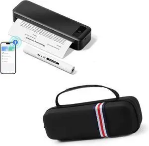 TATTMUSE Bluetooth Portable Thermal Printer Black & Printer Carrying Case Black TATTMUSE Bluetooth Portable Thermal Printer Black & Printer Carrying Case Black