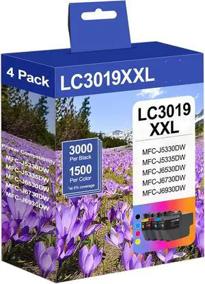 LC3019XXL High Yield Ink Cartridges (4-Pack,1BK/1C/1M/1Y) Compatible LC3019 XXL Ink Replacement for Brother LC3019 LC3017 XXL Ink Cartridge MFC-J5330DW MFC-J6530DW MFC-J6930DW MFC-J6730DW Printer LC3019XXL High Yield Ink Cartridges (4-Pack,1BK/1C/1M/1Y) Compatible LC3019 XXL Ink Replacement for Brother LC3019 LC3017 XXL Ink Cartridge MFC-J5330DW MFC-J6530DW MFC-J6930DW MFC-J6730DW Printer