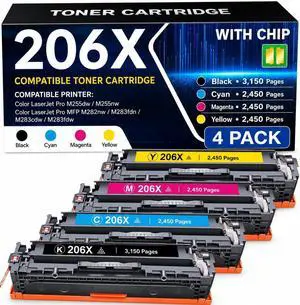 206X Toner Cartridges 4 Pack High Yield , with Chip 206X Toner Cartridges 4 Pack High Yield , with Chip