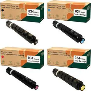 4-pk Replacement for Canon 034 Toner (Black Cyan Magenta Yellow) 4-pk Replacement for Canon 034 Toner (Black Cyan Magenta Yellow)