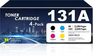 131A Toner Cartridges 4 Pack (BK/C/M/Y) for M276nw M276 M251 Series 131A Toner Cartridges 4 Pack (BK/C/M/Y) for M276nw M276 M251 Series