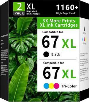 67XL Ink Cartridges Combo Pack Replacement for HP 67XL 67 Ink Cartridge Envy 6000 Series 6010 6020e 6022e 6030e 6032e 6050e Compatible with Deskjet 2800 Series 2800e 2800 2821e (2PK, Black Color) 67XL Ink Cartridges Combo Pack Replacement for HP 67XL 67 Ink Cartridge Envy 6000 Series 6010 6020e 6022e 6030e 6032e 6050e Compatible with Deskjet 2800 Series 2800e 2800 2821e (2PK, Black Color)