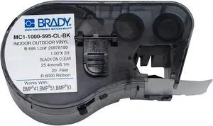 Brady MC1-1000-595-CL-BK, 131597 Clear BMP51/BMP53/BMP41 Indoor/Outdoor Vinyl Label, 4 Cartridges Brady MC1-1000-595-CL-BK, 131597 Clear BMP51/BMP53/BMP41 Indoor/Outdoor Vinyl Label, 4 Cartridges