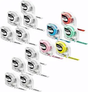 Label Tape Compatible with Dymo Letratag Refills LT-100HLT-100T200BQX50, 5* White Tapes & 5* Transparent Tapes & 5* Mix Color Tapes Label Tape Compatible with Dymo Letratag Refills LT-100HLT-100T200BQX50, 5* White Tapes & 5* Transparent Tapes & 5* Mix Color Tapes