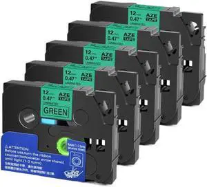 5 Pack Black On Green Label Tape 9mm 12mm 18mm 24mm X 8m Compatible with TZE 731 Label Maker 5 Pack Black On Green Label Tape 9mm 12mm 18mm 24mm X 8m Compatible with TZE 731 Label Maker