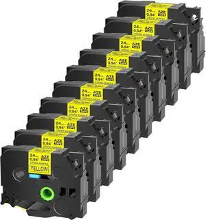 Cruxer Compatible for Brother TZES651 24mm 1" Extra-Strength Adhesive Label Tape Black on Yellow for P-Touch PTD600 D600VP PTP700 P750W P900W P950NW PTP710BT PT-9600 PT-H500LI Label Makers, 10-Pack Cruxer Compatible for Brother TZES651 24mm 1" Extra-Strength Adhesive Label Tape Black on Yellow for P-Touch PTD600 D600VP PTP700 P750W P900W P950NW PTP710BT PT-9600 PT-H500LI Label Makers, 10-Pack