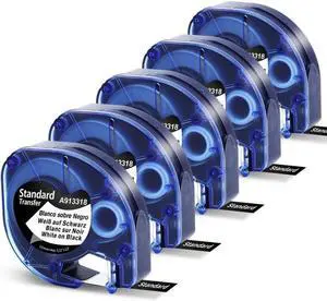 5 Pack White on Black Label Tape 12mm x 4m Compatible with LT-100H Label Maker, Black Plastic Refills for Clear Professional Labeling 5 Pack White on Black Label Tape 12mm x 4m Compatible with LT-100H Label Maker, Black Plastic Refills for Clear Professional Labeling