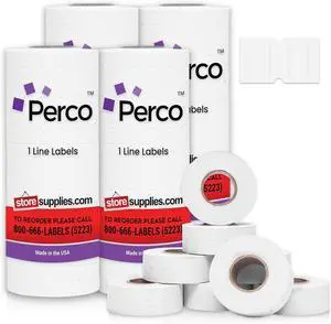 Perco 1 Line White Labels - 32,000 Blank Price and Date Gun Labels for Perco Lite, X, Plus and Pro 1 Line Price and Date Guns- 32 Rolls, 4 Sleeves - Made in USA Perco 1 Line White Labels - 32,000 Blank Price and Date Gun Labels for Perco Lite, X, Plus and Pro 1 Line Price and Date Guns- 32 Rolls, 4 Sleeves - Made in USA