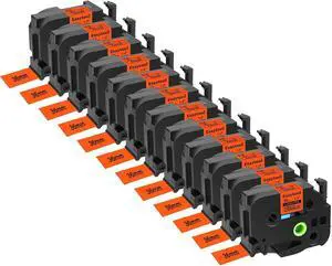 12 Pack Compatible with P-Touch TZe-B61 TZeB61 Black on Fluorescent Orange 36mm 1.4'' Laminated Label Tape Replacement for Ptouch PT-P900 9600 9700PC D800W E800W 9500PC P900W P950NW Makers 12 Pack Compatible with P-Touch TZe-B61 TZeB61 Black on Fluorescent Orange 36mm 1.4'' Laminated Label Tape Replacement for Ptouch PT-P900 9600 9700PC D800W E800W 9500PC P900W P950NW Makers