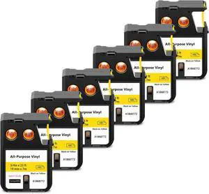 6 X Compatible with Dymo Rhino XTL All-Purpose Vinyl Label Tape 1868772 A1868772 Black on Yellow 19mm 3/4 inch x 23 Feet Replacement for Rhino XTL-300 XTL-500 Label Maker 6 X Compatible with Dymo Rhino XTL All-Purpose Vinyl Label Tape 1868772 A1868772 Black on Yellow 19mm 3/4 inch x 23 Feet Replacement for Rhino XTL-300 XTL-500 Label Maker