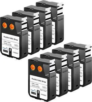 8 Pack Compatible for Dymo Label Maker Tape Rhino 1868807 3/4'' 19mm x 5.5m Black on White Flexible Cable Wrap Nylon Label Tape for XTL-300 XTL-500 Label Printer 8 Pack Compatible for Dymo Label Maker Tape Rhino 1868807 3/4'' 19mm x 5.5m Black on White Flexible Cable Wrap Nylon Label Tape for XTL-300 XTL-500 Label Printer