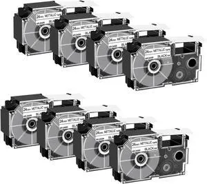 Cruxer 8Pack Replacement for XR-24SR XR-24SR1 AR-24SR 24mm 0.94 Black on Silver Self-Adhesive Label Tape Compatible with Casio KL-E550 KL-820 KL-C500 KL-G2 KL-G2TC KL-7400 KL-8100 Label Makers Cruxer 8Pack Replacement for XR-24SR XR-24SR1 AR-24SR 24mm 0.94 Black on Silver Self-Adhesive Label Tape Compatible with Casio KL-E550 KL-820 KL-C500 KL-G2 KL-G2TC KL-7400 KL-8100 Label Makers