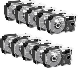 Cruxer 10Pack Replacement for XR-24SR XR-24SR1 AR-24SR 24mm 0.94 Black on Silver Self-Adhesive Label Tape Compatible with Casio KL-E550 KL-820 KL-C500 KL-G2 KL-G2TC KL-7400 KL-8100 Label Makers Cruxer 10Pack Replacement for XR-24SR XR-24SR1 AR-24SR 24mm 0.94 Black on Silver Self-Adhesive Label Tape Compatible with Casio KL-E550 KL-820 KL-C500 KL-G2 KL-G2TC KL-7400 KL-8100 Label Makers