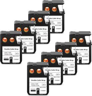 8 X Compatible with Dymo Rhino XTL Flexible Cable Wrap Label Tape 1868807 A1868807 Black on White 19mm 3/4 inch x 18 Feet Replacement for Rhino XTL-300 XTL-500 Label Maker 8 X Compatible with Dymo Rhino XTL Flexible Cable Wrap Label Tape 1868807 A1868807 Black on White 19mm 3/4 inch x 18 Feet Replacement for Rhino XTL-300 XTL-500 Label Maker