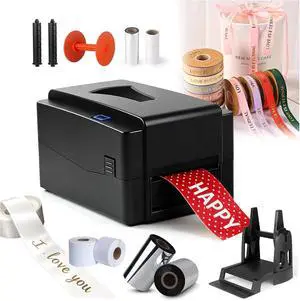 Thermal Transfer Ribbon Printer, Desktop Satin Ribbon Label Printer for Gift Shop, Bakery & Florist, 300 DPI High-Resolution Custom Text Printing Printer Thermal Transfer Ribbon Printer, Desktop Satin Ribbon Label Printer for Gift Shop, Bakery & Florist, 300 DPI High-Resolution Custom Text Printing Printer