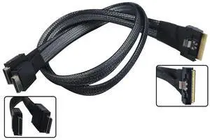 Heretom Slim Line SAS 8i SFF-8654 to 2x OCuLink 4i SFF-8611 Server High Speed Cable 50cm Heretom Slim Line SAS 8i SFF-8654 to 2x OCuLink 4i SFF-8611 Server High Speed Cable 50cm