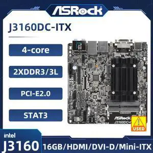 J3160DC-ITX Motherboard Quad-Core Processor J3160 2xDDR3 16GB USB 3.1 HDMI Mini-ITX J3160DC-ITX Motherboard Quad-Core Processor J3160 2xDDR3 16GB USB 3.1 HDMI Mini-ITX