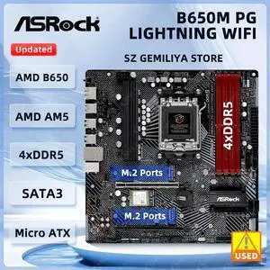 B650M PG Lightning Motherboard B650 Socket AM5 support Ryzen 8700 Ryzen 7600 Ryzen PRO 8300 DDR5 256GB M.2 B650M PG Lightning Motherboard B650 Socket AM5 support Ryzen 8700 Ryzen 7600 Ryzen PRO 8300 DDR5 256GB M.2