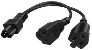 2025 30Cm Y Splitter Power Cable IEC320 Connector To NEMA 2X 5-15R Sockets Connector 2025 30Cm Y Splitter Power Cable IEC320 Connector To NEMA 2X 5-15R Sockets Connector