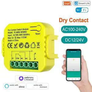 Tuya Life Dry Contact Relay Module Switch Timer App Remote Control 5A DC12V 24V AC100-240V Tuya Life Dry Contact Relay Module Switch Timer App Remote Control 5A DC12V 24V AC100-240V