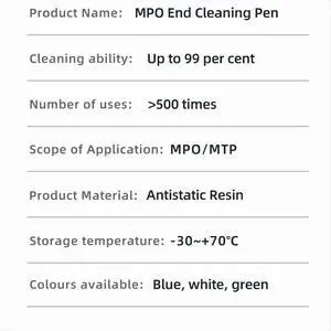 MPO Fiber Optic Cleaning Pen MPO Connector Cleaner Optical Fiber Cleaner Tools Fiber Optic Connector Cleaner Blue MPO Fiber Optic Cleaning Pen MPO Connector Cleaner Optical Fiber Cleaner Tools Fiber Optic Connector Cleaner Blue