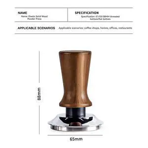 Coffee Tamper Wooden Handle Coffee Tool Stainless Steel Base Pressure Hammer Coffee Brewing 51mm Coffee Tamper Wooden Handle Coffee Tool Stainless Steel Base Pressure Hammer Coffee Brewing 51mm