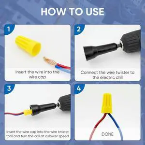4pcs Wire Twister Tool for Drill,Electrician Tools Nut Twister for Drill,Quick Wire Connector Wire Twisting Tool 4pcs Wire Twister Tool for Drill,Electrician Tools Nut Twister for Drill,Quick Wire Connector Wire Twisting Tool