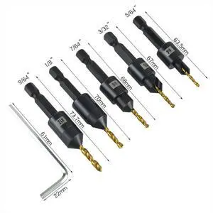Silence Combination Countersink Drill Bits Set, 4, 6, 8, 10, 12, High-Speed Steel Counter Sink Drill Bit Adjustable Silence Combination Countersink Drill Bits Set, 4, 6, 8, 10, 12, High-Speed Steel Counter Sink Drill Bit Adjustable