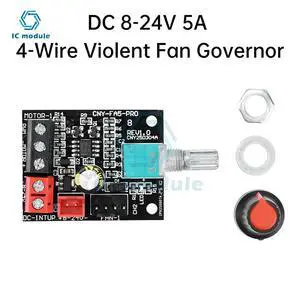 DC 8-24V 5A 4-Wire Violent Fan Speed Controller 0-100% Duty Cycle Adjustable Brushless DC Motor PWM Speed Controller with Switch DC 8-24V 5A 4-Wire Violent Fan Speed Controller 0-100% Duty Cycle Adjustable Brushless DC Motor PWM Speed Controller with Switch