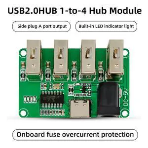 USB2.0 HUB PH2.0 Interface 1 To 4 Port USB HUB Module Driver-Free USB Splitter 1 To 4 USB2.0 HUB-AD03 Type-C Interface USB2.0 HUB PH2.0 Interface 1 To 4 Port USB HUB Module Driver-Free USB Splitter 1 To 4 USB2.0 HUB-AD03 Type-C Interface