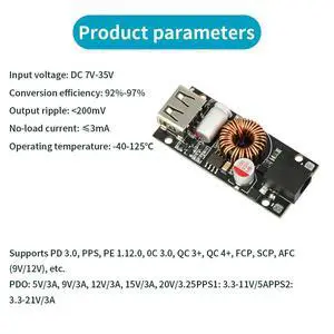 Step-Down Fast Charger Module Buck Converter Board Type-C USB DC5521 Interface PD65W DIY Electronic Kit Step-Down Fast Charger Module Buck Converter Board Type-C USB DC5521 Interface PD65W DIY Electronic Kit