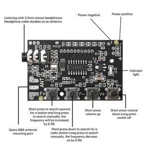 DC 2.8V-12V Two-Channel Stereo FM Radio Module FM Receiver Board 76.0mhz~108.0mhz Electronic Kit DC 2.8V-12V Two-Channel Stereo FM Radio Module FM Receiver Board 76.0mhz~108.0mhz Electronic Kit