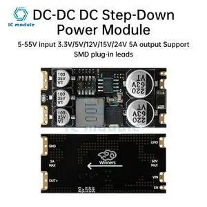 Mini DC-DC DC Step-Down Converter Buck Power Supply Module 5-55V to 3.3V/5V/12V/15V/24V 5A Buck Board Mini DC-DC DC Step-Down Converter Buck Power Supply Module 5-55V to 3.3V/5V/12V/15V/24V 5A Buck Board