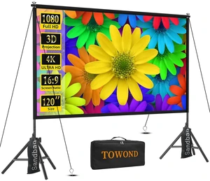 TOWOND Projector Screen with Stand,120 inches Indoor Projector Screen Outdoor Portable 16:9 4K HD Rear Front Projection Movie Screen with Carry Bag Wrinkle-Free Design for Backyard Theater TOWOND Projector Screen with Stand,120 inches Indoor Projector Screen Outdoor Portable 16:9 4K HD Rear Front Projection Movie Screen with Carry Bag Wrinkle-Free Design for Backyard Theater